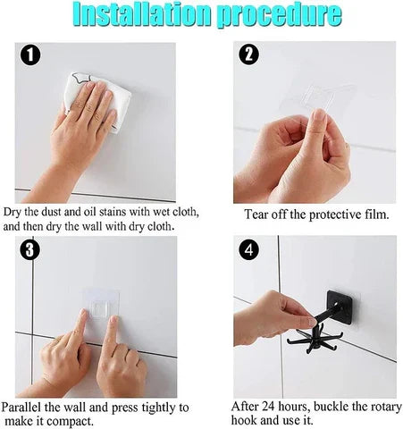 Edith | Rotating Adhesive Hook | 360° Swivel, Wall & Ceiling Mount