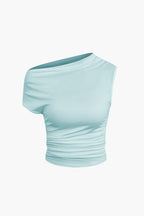 Jade | Two-Piece Set | One-Shoulder Top & Draped Mini Skirt | Women's