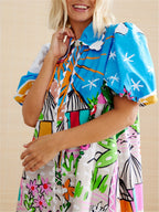 Galia | Midi Dress | Tropical Print, Lapel Neckline, Summer