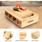 Delphine | Bamboo Cutting Board | Storage Trays, Graters & Juice Groove | Meal Prep Station