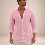 Maren | Men's Linen Shirt | Casual, Breathable | Long Sleeve, Open Collar