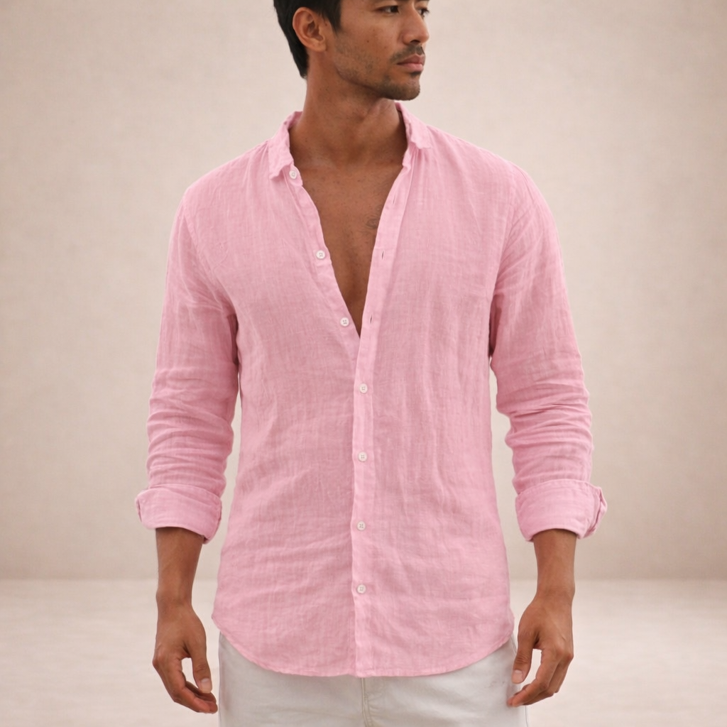 Maren | Men's Linen Shirt | Casual, Breathable | Long Sleeve, Open Collar