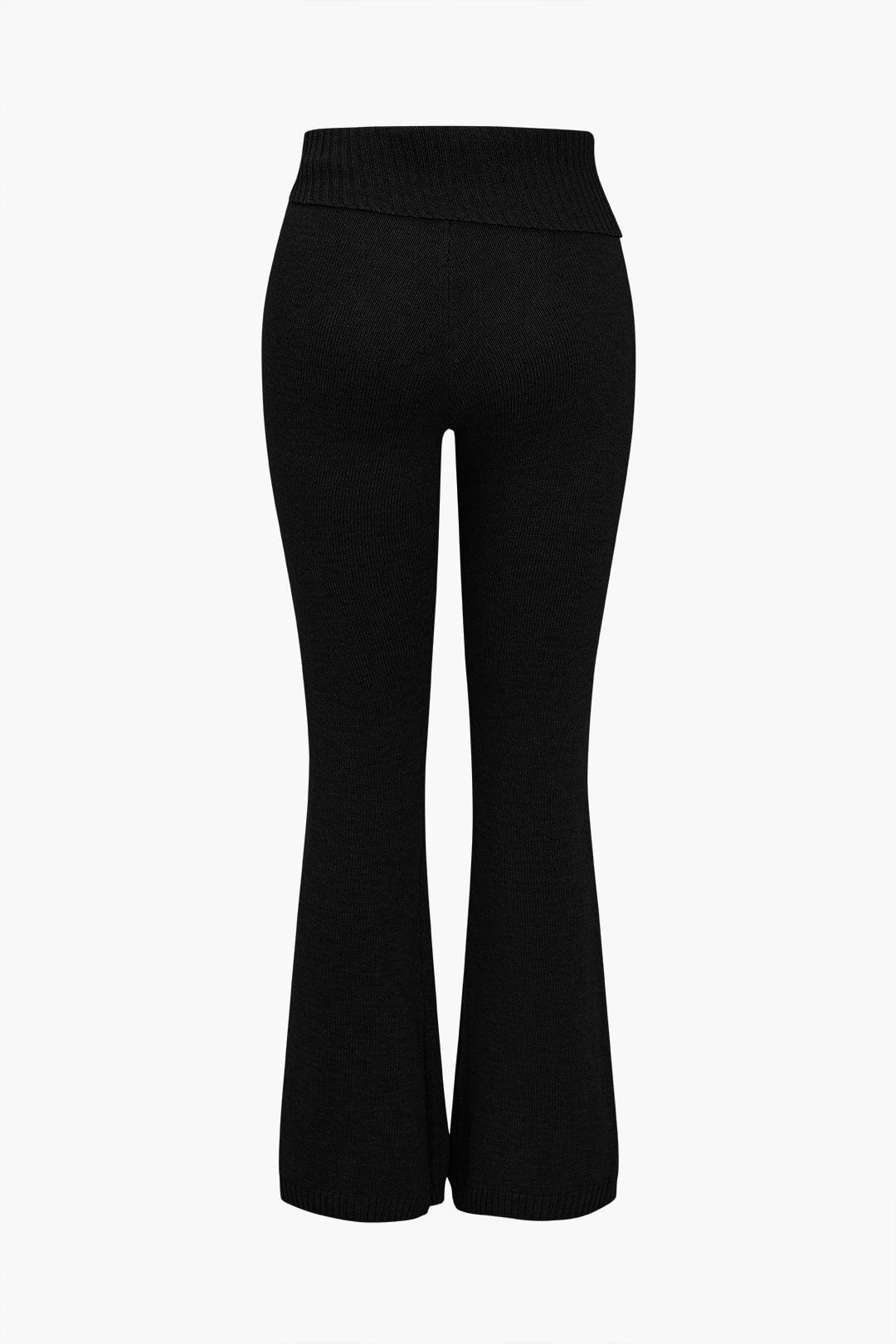 Women 2 Piece Knit Hoodie Flared Pants Set