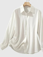 Clea | Women's Satin Blouse | Button-Up, Short Sleeve | Summer