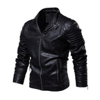 Quinn | Men's Faux Leather Jacket | Biker Style, Ribbed Sleeves | Fleece Lined