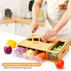 Delphine | Bamboo Cutting Board | Storage Trays, Graters & Juice Groove | Meal Prep Station