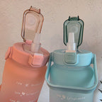 Della | 2L Water Bottle | Motivational Time Markings | BPA-Free, Large Capacity