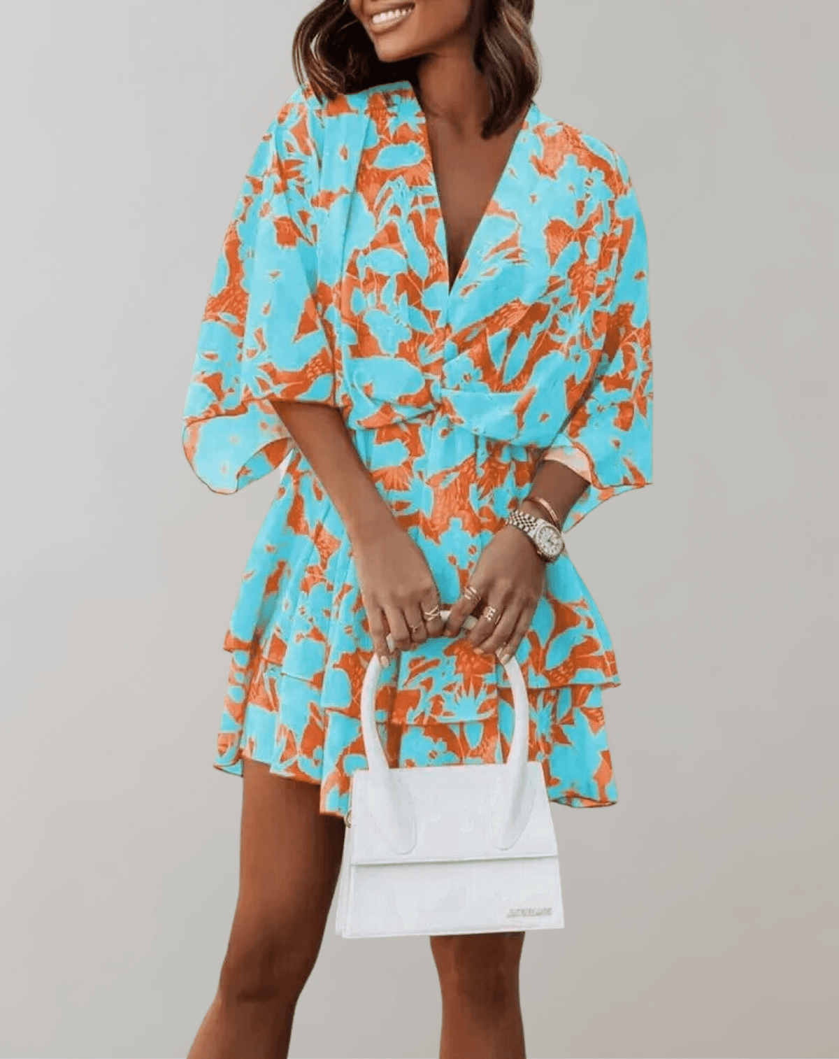 Eira | Midi Dress | Batwing Sleeve, V-Neck | Women's Spring Summer