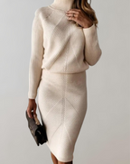 Women 2 Piece Knit Turtleneck Sweater Slim Skirt Set