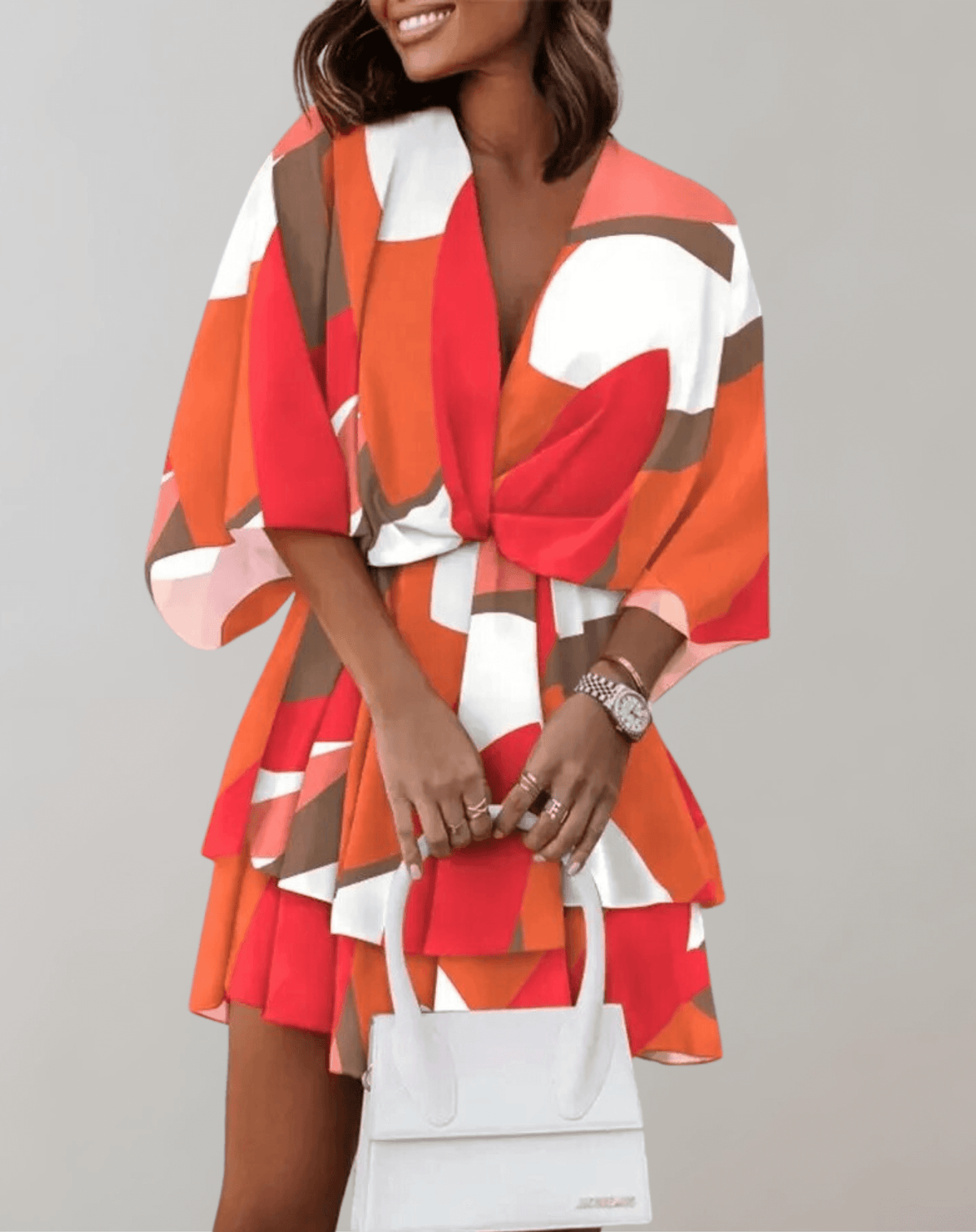 Eira | Midi Dress | Batwing Sleeve, V-Neck | Women's Spring Summer