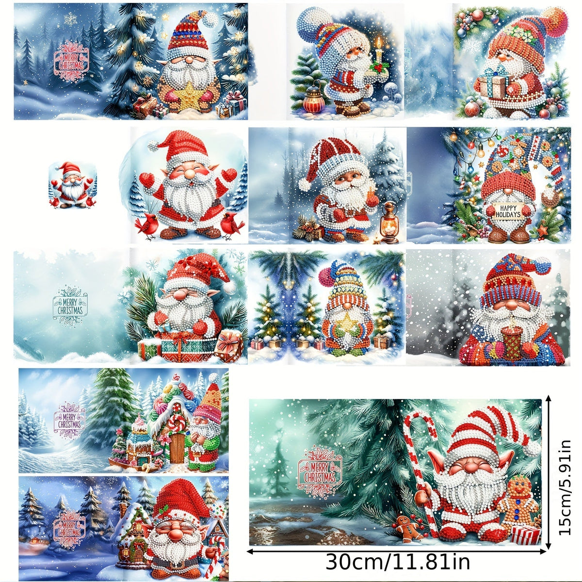 Odette | Diamond Painting Christmas Cards | DIY Greeting Set | 12pcs, Santa