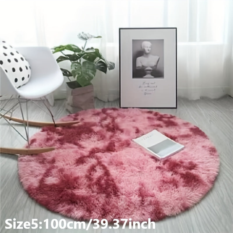 Delphine | Round Plush Rug | Tie-Dye, Soft & Non-Slip | Living Room, Bedroom