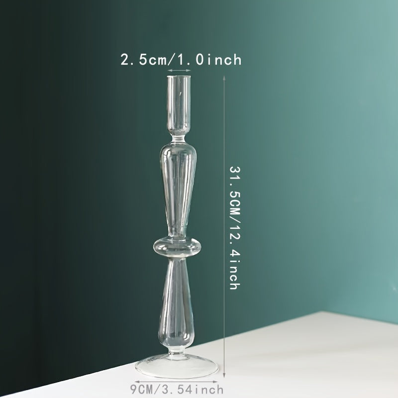 Indra | Glass Candlestick Set | Minimalist Table Decor | Lacquered, Romantic