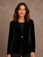 Velvet Blazer Women Long Sleeve Fitted Notched Lapel Tailored