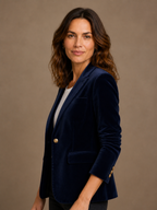 Velvet Blazer Women Long Sleeve Fitted Notched Lapel Tailored