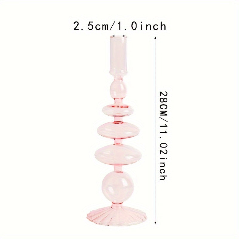 Indra | Glass Candlestick Set | Minimalist Table Decor | Lacquered, Romantic