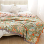 Nina | Throw Blanket | Bohemian Cotton, Tassel, Floral | Cream White, 200x230cm
