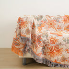 Nina | Throw Blanket | Bohemian Cotton, Tassel, Floral | Cream White, 200x230cm