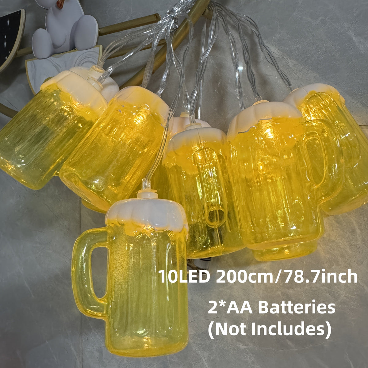 Thea | Beer Mug String Lights | LED Fairy Lights Set of 2 | Warm White, Battery Powered