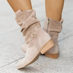 Women Knee High Boots Slouchy Block Heel