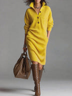 Midi Dress Women Ribbed Knit Bodycon Figure Hugging Slim Fit