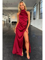 Halterneck Dress Women Sleeveless Slit Maxi | Perla