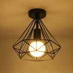Calla | Ceiling Lamp | Retro Geometric Cage, Black, LED, 9W | Indoor