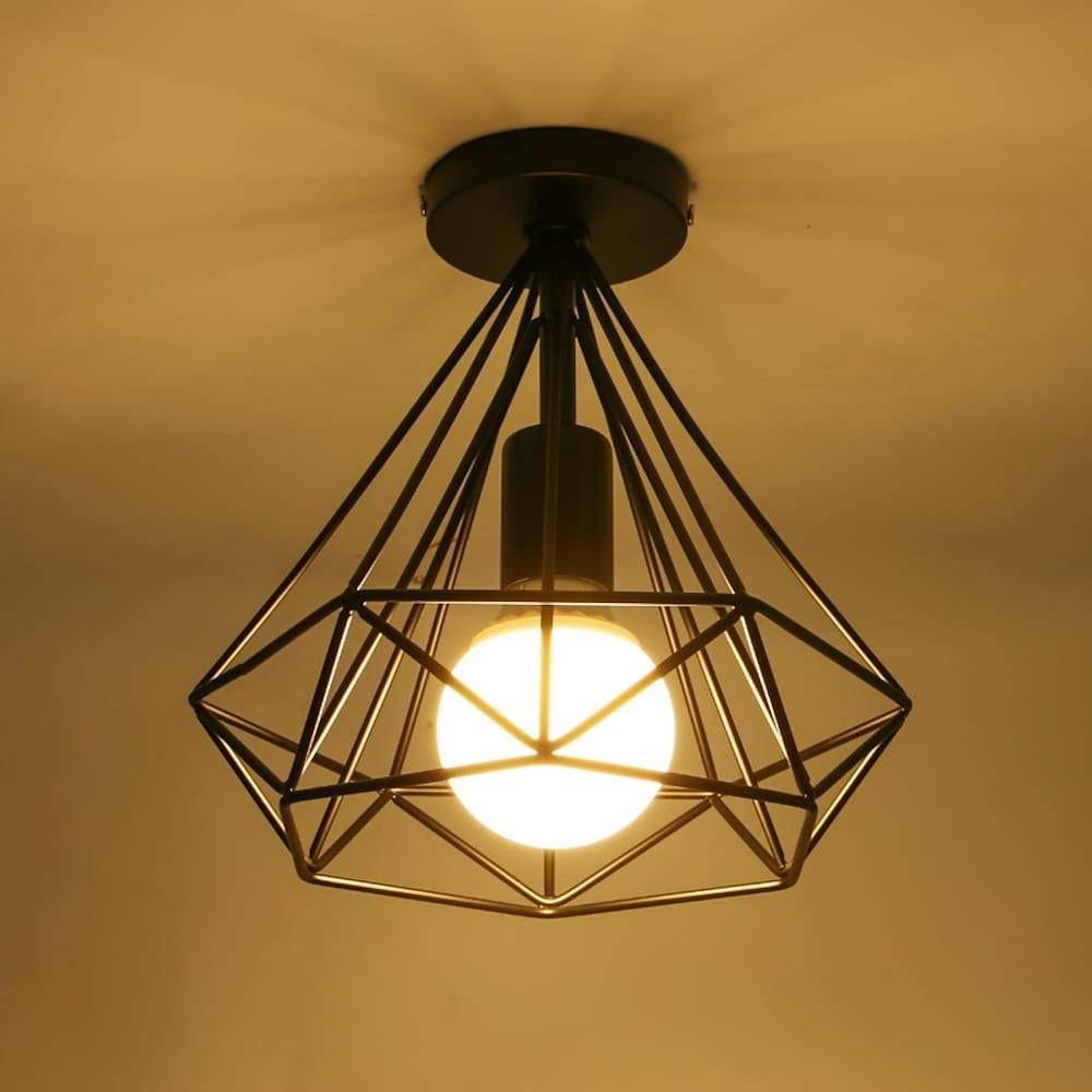 Calla | Ceiling Lamp | Retro Geometric Cage, Black, LED, 9W | Indoor