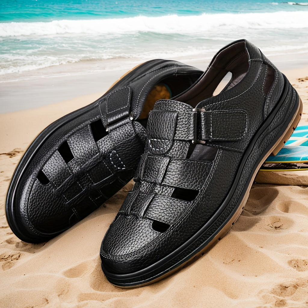 Ondine | Men's Leather Sandals | Slip-On, Open Toe | Black & Brown