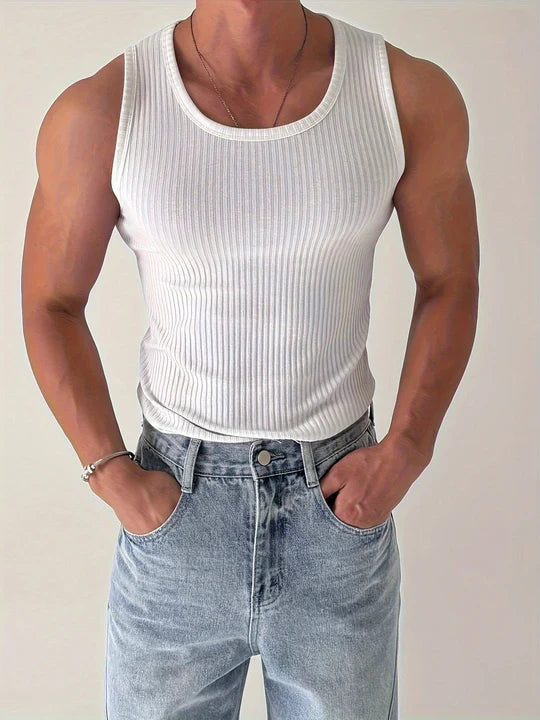 Men's Ribbed Tank Top | Slim Fit, Breathable | Summer Gym