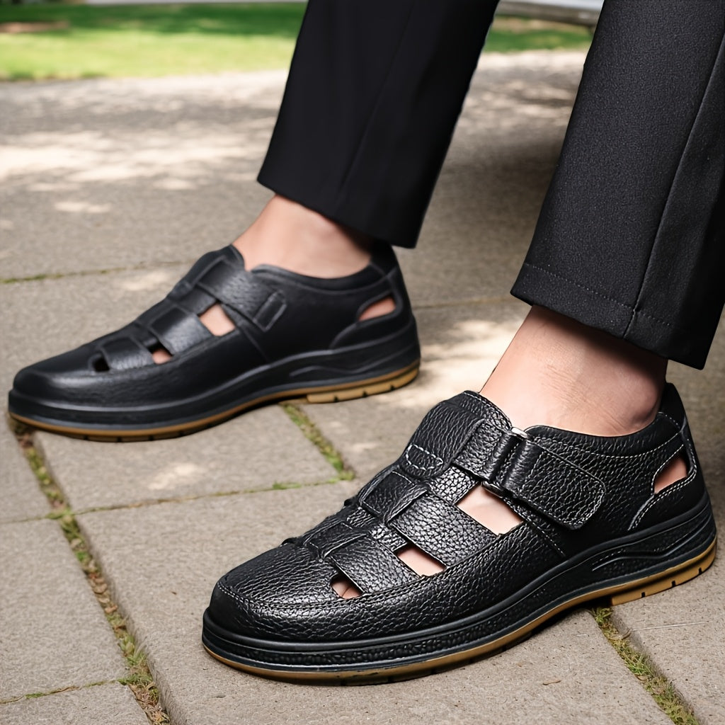 Ondine | Men's Leather Sandals | Slip-On, Open Toe | Black & Brown