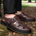Ondine | Men's Leather Sandals | Slip-On, Open Toe | Black & Brown