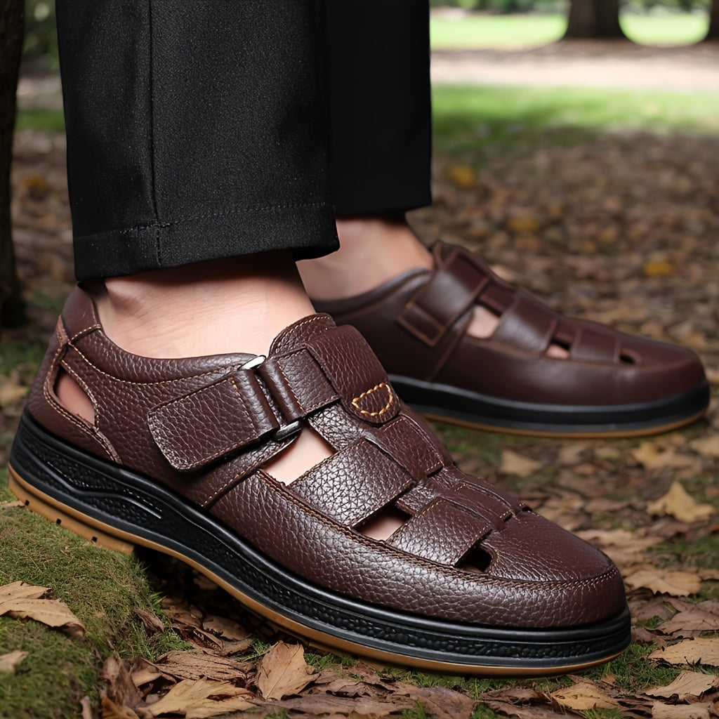 Ondine | Men's Leather Sandals | Slip-On, Open Toe | Black & Brown