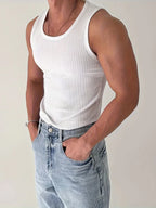 Men's Ribbed Tank Top | Slim Fit, Breathable | Summer Gym