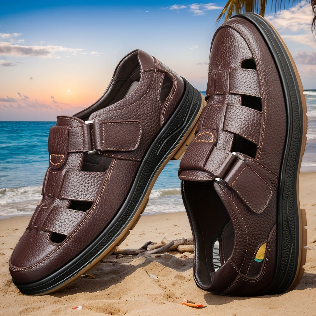 Ondine | Men's Leather Sandals | Slip-On, Open Toe | Black & Brown