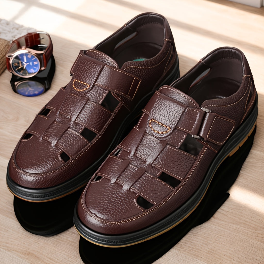 Ondine | Men's Leather Sandals | Slip-On, Open Toe | Black & Brown