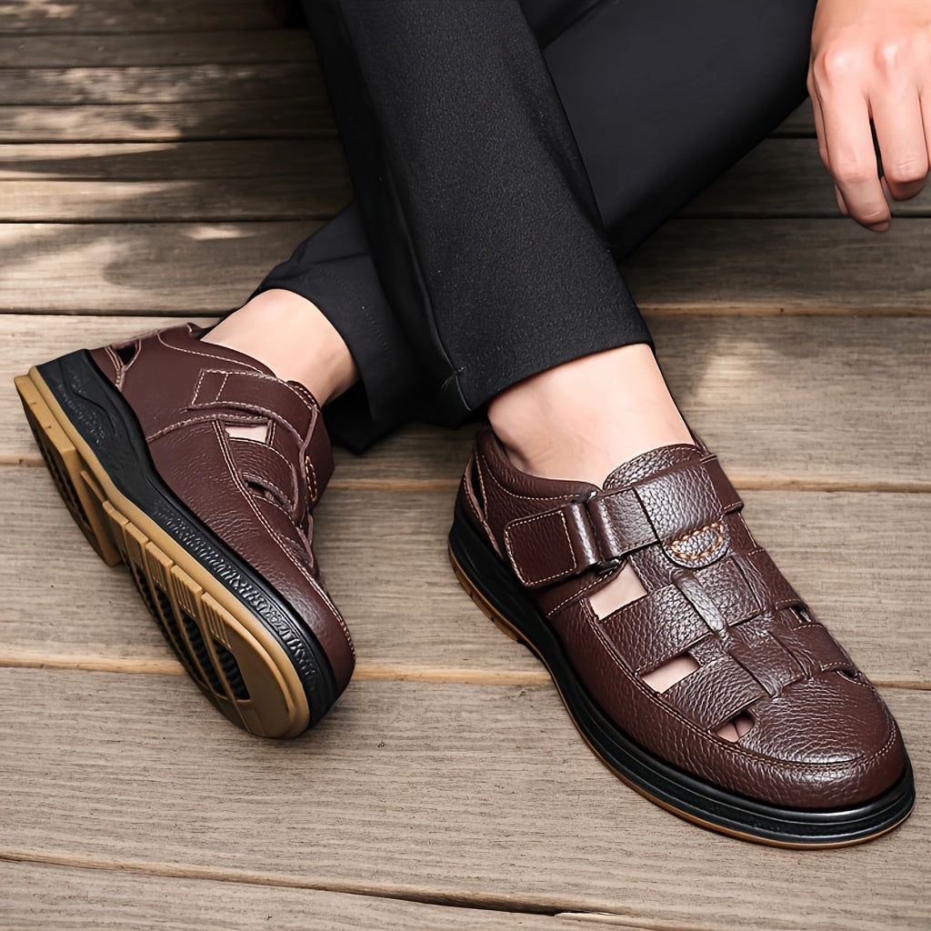 Ondine | Men's Leather Sandals | Slip-On, Open Toe | Black & Brown