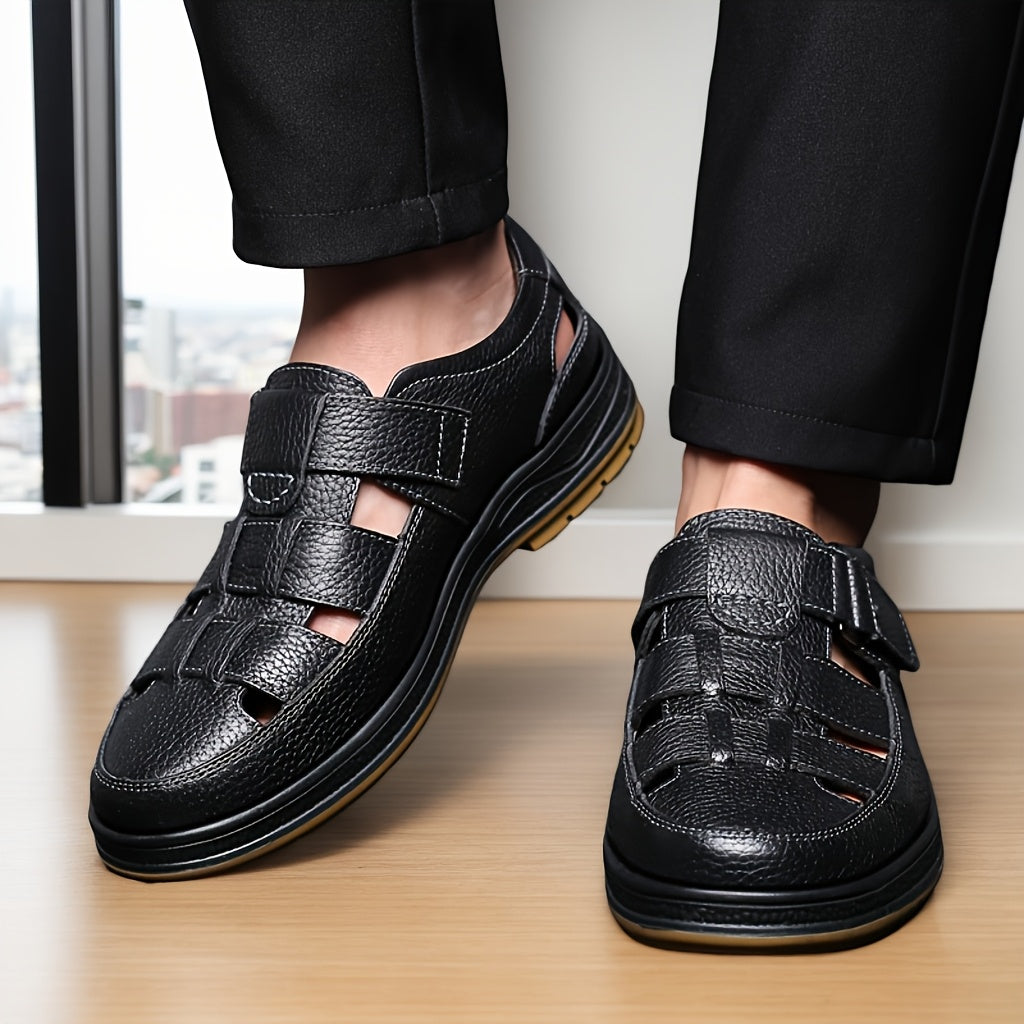 Ondine | Men's Leather Sandals | Slip-On, Open Toe | Black & Brown