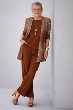 Noor | Women's 3-Piece Set | Cardigan, Top & Trousers | Relaxed Fit
