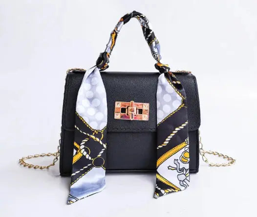 Freya | Women's Handbag | Brown Leather, Gold Clasp, Scarf Handle