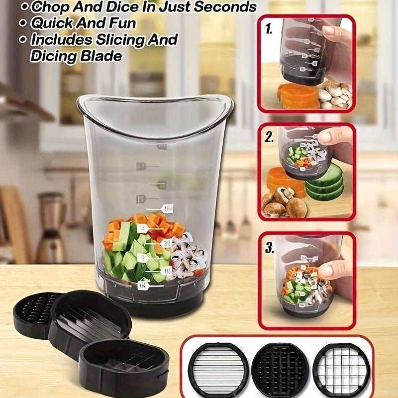 Faye | 3-in-1 Food Chopper & Slicer | Manual Vegetable Cutter | Compact, BPA-Free