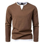 Men Henley Sweater Long Sleeve Split Neck