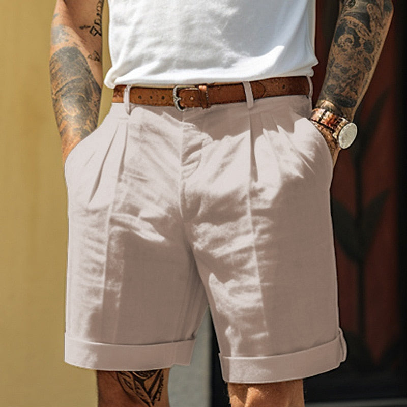 Bea | Men's Linen Cotton Shorts | Relaxed Fit, Breathable | White, Black, Beige, Blue, Green