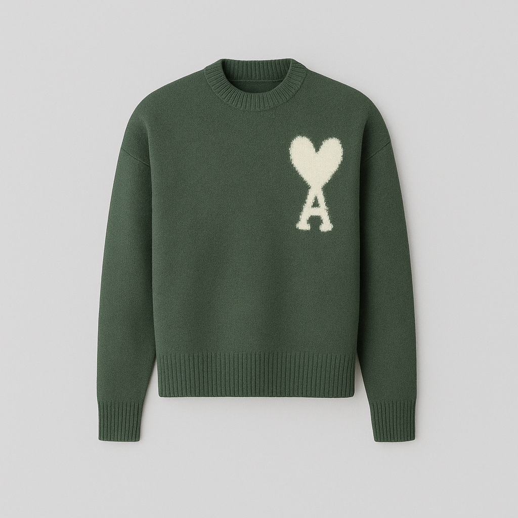 Romy | Women's Oversized Sweater | Heart Ace Print, Round Neck | All-Season
