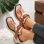 Women's Platform Wedge Sandals with Studded Straps