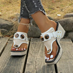 Women's Platform Wedge Sandals with Studded Straps