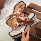 Women's Platform Wedge Sandals with Studded Straps