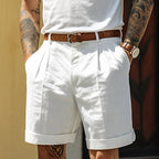 Bea | Men's Linen Cotton Shorts | Relaxed Fit, Breathable | White, Black, Beige, Blue, Green