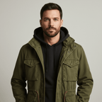 Men Field Jacket Multiple Pockets Structured Fit