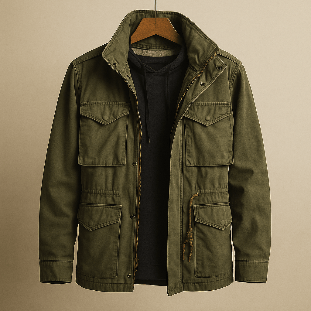 Men Field Jacket Multiple Pockets Structured Fit